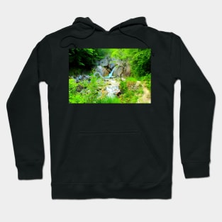 Ambro river flowing down in waterfall Hoodie